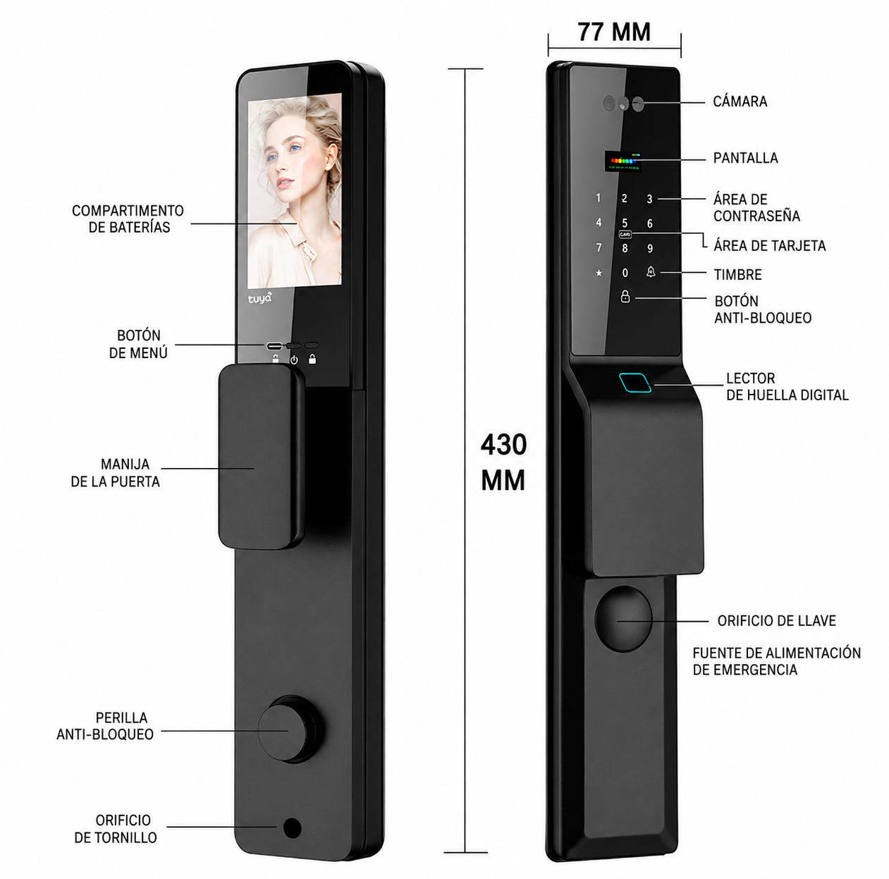 Cerradura PeiyonSW Z24 - Reconocimiento Facial/Palma - Imagen 2